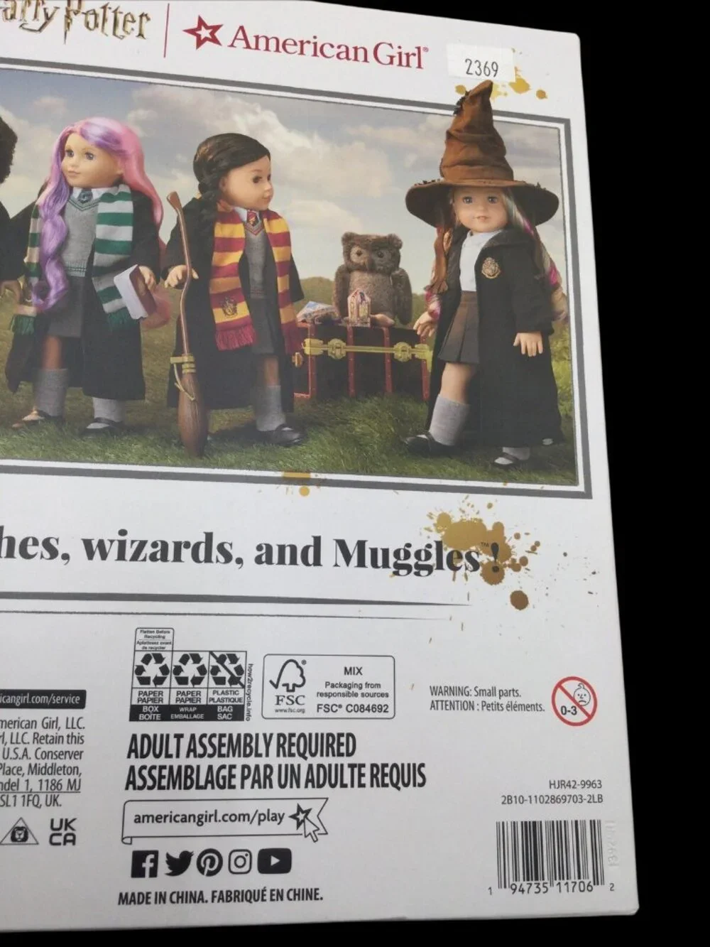 American Girl Harry Potter Hogwarts Sorting Hat & Nimbus 2000 Accessory Set